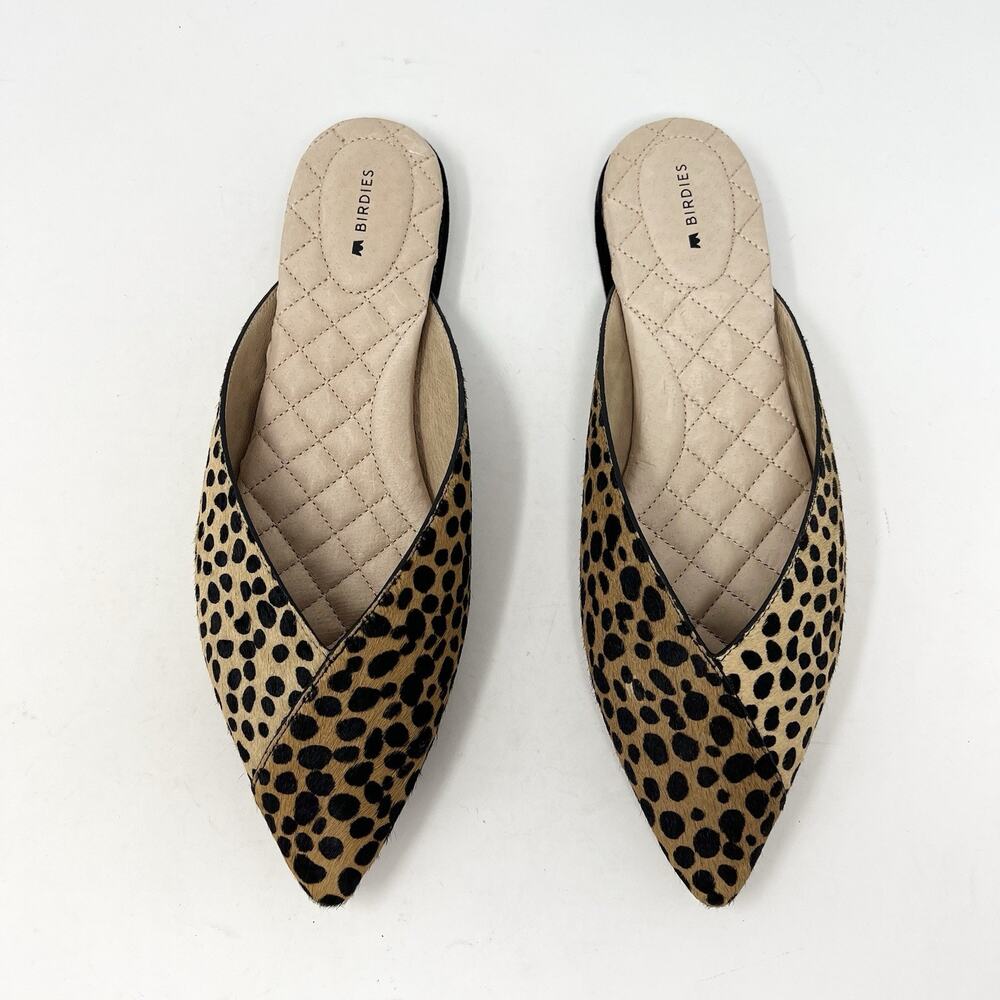 Birdies The Swan Mini Cheetah Mule Calf Hair Slide Slip On Women’s Size 9.5 Chic